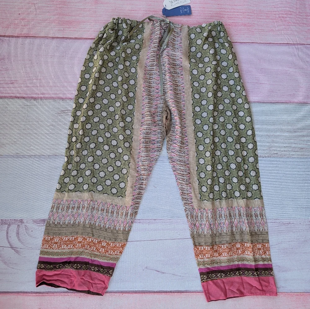 NWT One Hundred Stars Moorish Printed Cropped Lounge Pants OSFM - Picture 2 of 8